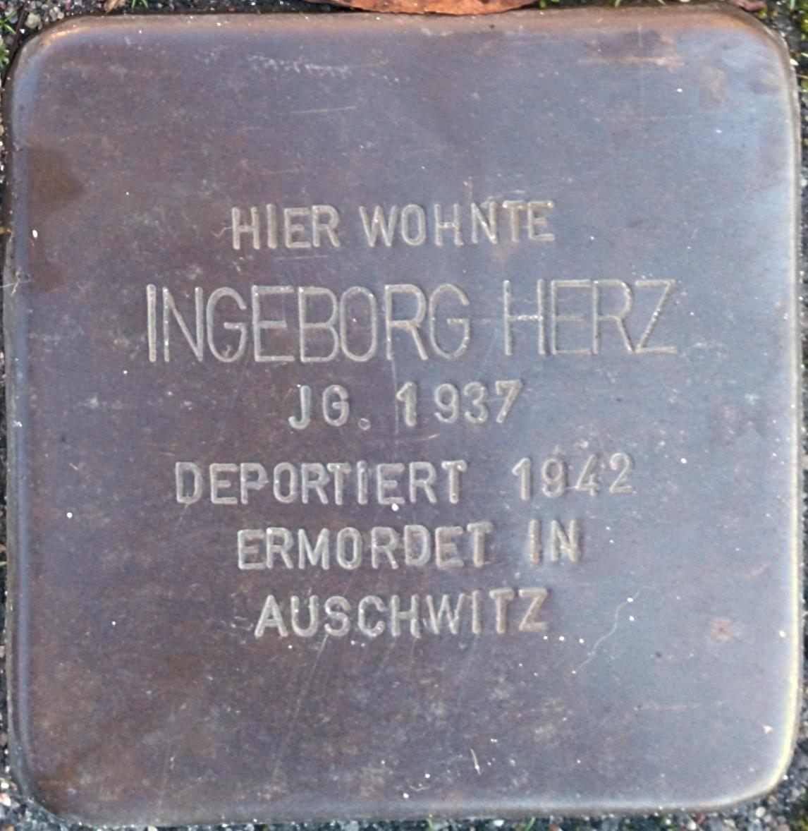 Stolperstein für Ingeborg Herz