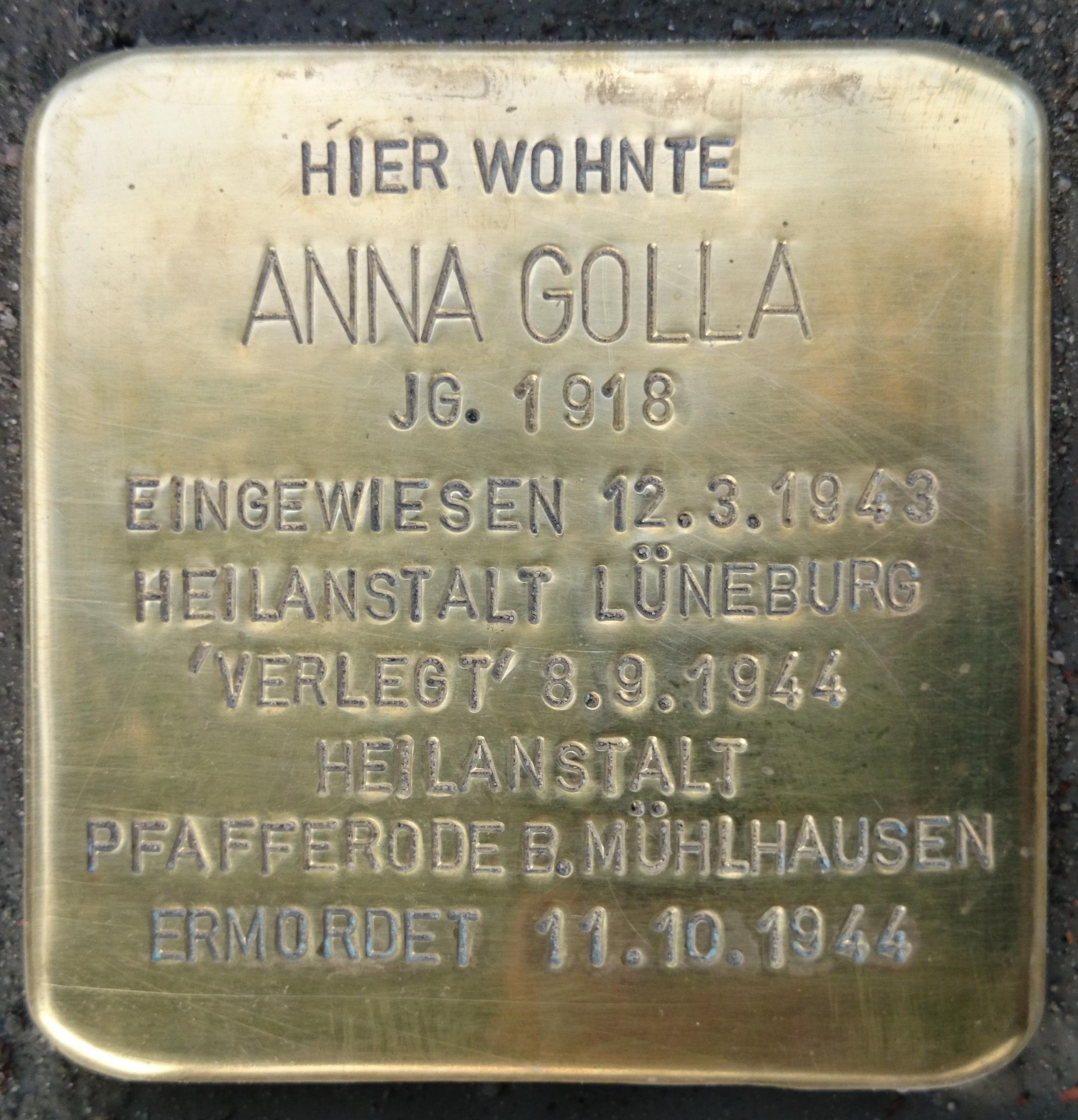 Stolperstein für Anna Golla